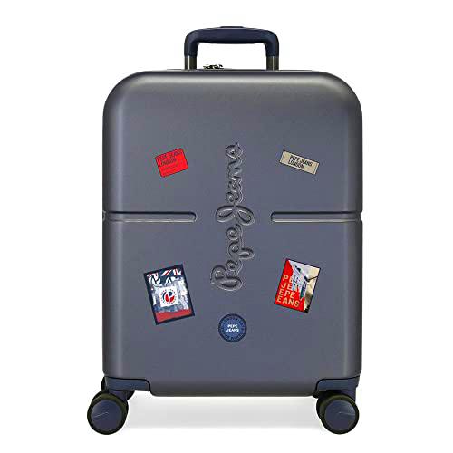 Pepe Jeans Kay Maleta de Cabina Azul 40x55x20 cms Rígida ABS Cierre TSA Integrado 37L 3,22 kgs 4 Ruedas Dobles Equipaje de Mano