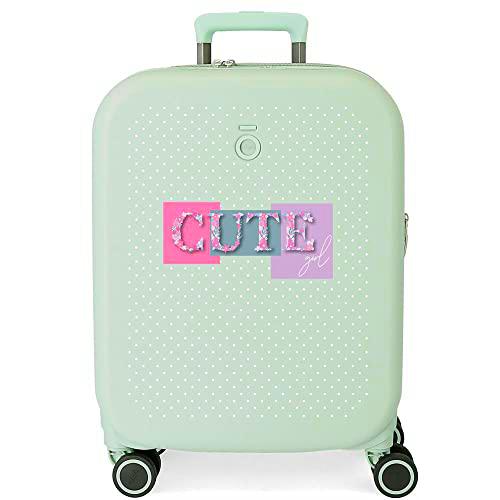 Enso Cute Girl Maleta de Cabina Verde 40x55x20 cms Rígida ABS Cierre TSA Integrado 37L 2,74 kgs 4 Ruedas Dobles Equipaje de Mano