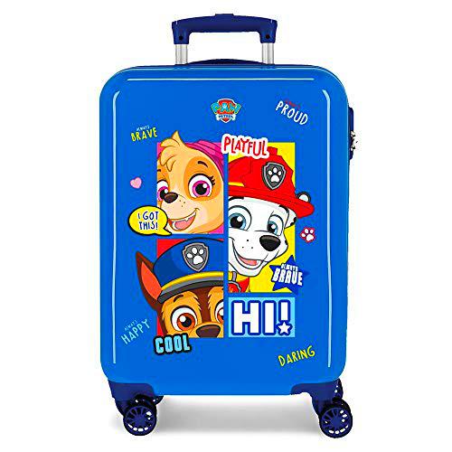 Paw Patrol La Patrulla Canina Be Happy Maleta de Cabina Azul 38x55x20 cms Rígida ABS Cierre combinación 34L 2,6Kgs 4 Ruedas Dobles Equipaje de Mano