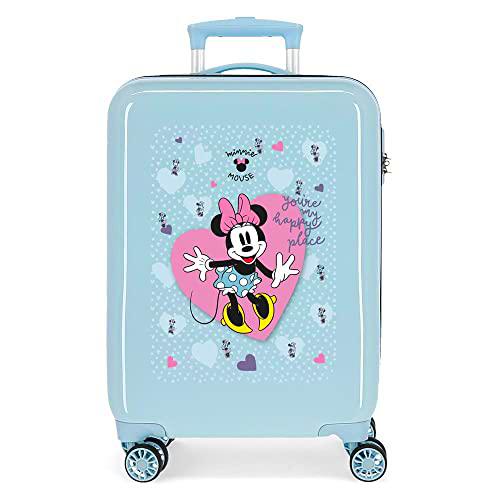 Disney Minnie My Happy Place Maleta de Cabina Azul 38x55x20 cms Rígida ABS Cierre de combinación Lateral 34L 2 kgs 4 Ruedas Dobles Equipaje de Mano