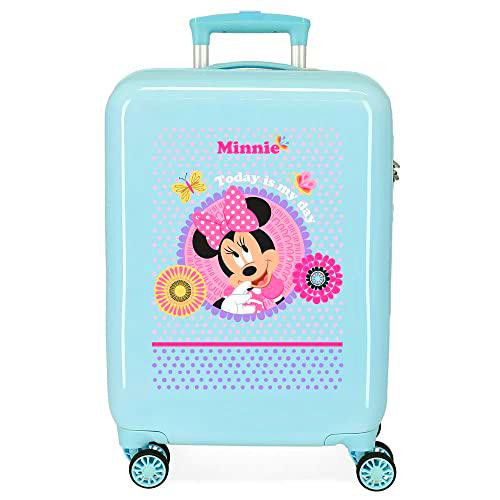 Disney Minnie Today is my Day Maleta de Cabina Azul 38x55x20 cms Rígida ABS Cierre de combinación Lateral 34L 2 kgs 4 Ruedas Dobles Equipaje de Mano