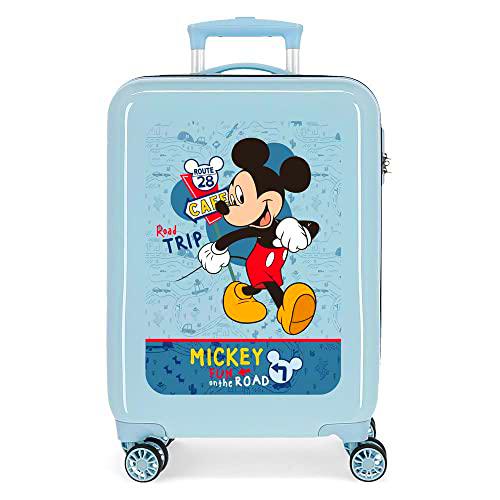 Disney Mickey Road Trip Maleta de Cabina Azul 38x55x20 cms Rígida ABS Cierre de combinación Lateral 34L 2 kgs 4 Ruedas Dobles Equipaje de Mano