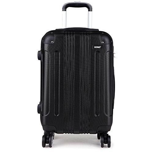 Kono ABS Maletas de Viaje Rígida Ligera 56cm Equipaje de Mano Cabina con 4 Ruedas Giratorias (Negro, 20&quot;)