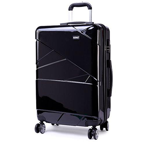 Kono Maleta Negra súper Ligera Carcasa Dura PC Equipaje 4 Ruedas giratorias Viaje Trolley Caso 24&quot; (24&quot;, Negro)