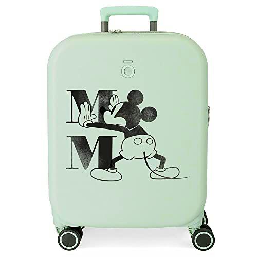 Disney Mickey Happiness Maleta de Cabina Verde 40x55x20 cms Rígida ABS Cierre TSA Integrado 37L 2,74 kgs 4 Ruedas Dobles Equipaje de Mano