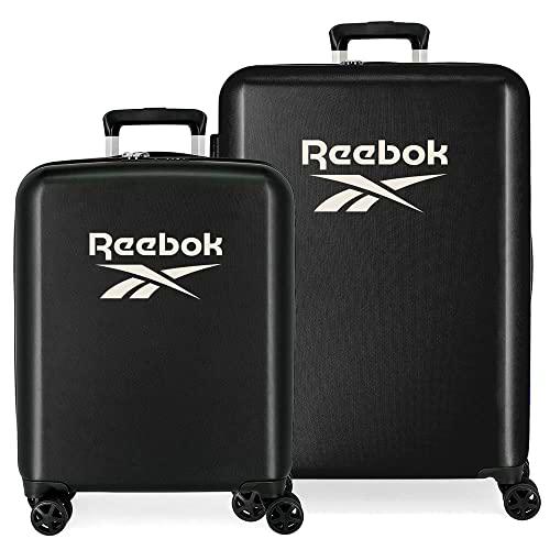 Reebok Roxbury Juego de Maletas Negro 55/70 cms Rígida ABS Cierre TSA Integrado 119.4L 6 kgs 4 Ruedas Dobles Equipaje de Mano