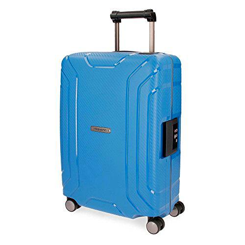 Movom Newport Maleta de cabina Azul 40x55x20 cms Rígida Polipropileno Cierre TSA 36L 3Kgs 4 Ruedas Dobles Equipaje de Mano