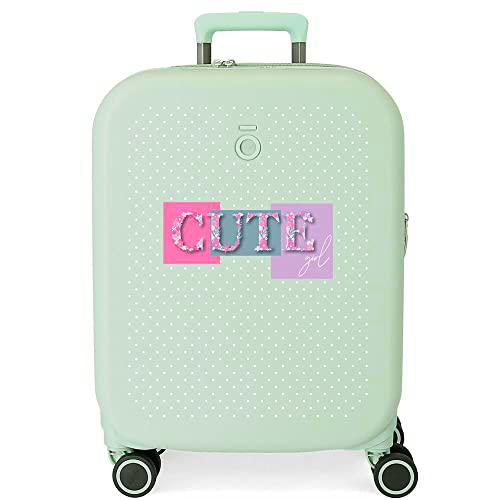 Enso Cute girl Maleta de cabina Verde 40x55x20 cms Rígida ABS Cierre TSA integrado 37L 3,22 kgs 4 Ruedas dobles Equipaje de Mano