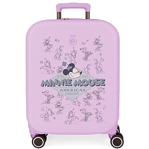 Disney Minnie Happiness Maleta de cabina Morado 40x55x20 cms Rígida ABS Cierre TSA integrado 37L 2,74 kgs 4 Ruedas dobles Extensible Equipaje de Mano