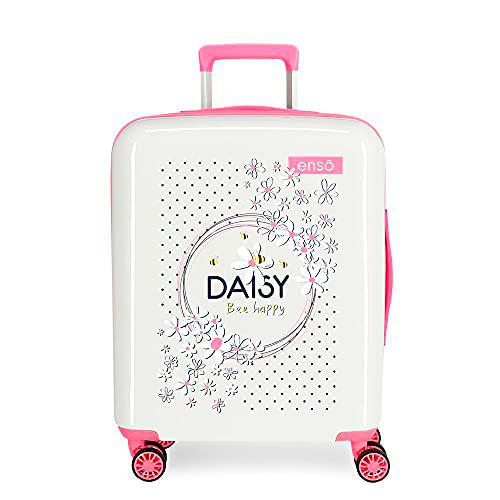 Enso Daisy Maleta de Cabina Blanco 40x55x20 cms Rígida ABS Cierre TSA Integrado 38,4 2 kgs 4 Ruedas Dobles Equipaje de Mano