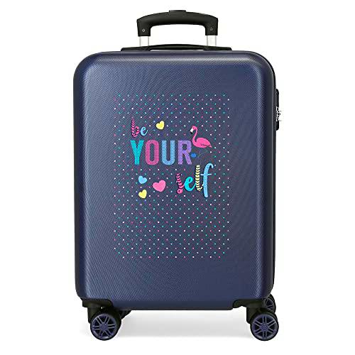 Roll Road Be Yourself Maleta de Cabina Azul 38x55x20 cms Rígida ABS Cierre combinación 34L 2,6Kgs 4 Ruedas Dobles Equipaje de Mano