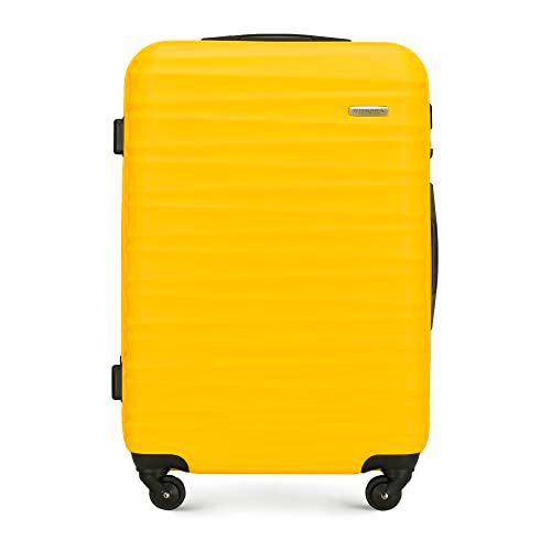 Trolley de Maleta Mediana Resistente Maleta de Wittchen Amarillo ABS Hard Shell Trolley 4 Ruedas Cerradura de combinación