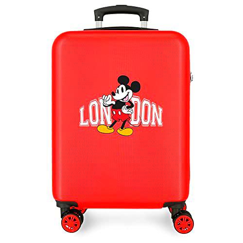 Disney Mickey &amp; Minnie Trip to London Maleta de Cabina Rojo 38x55x20 cms Rígida ABS Cierre de combinación Lateral 35L 2 kgs 4 Ruedas Dobles Equipaje Mano