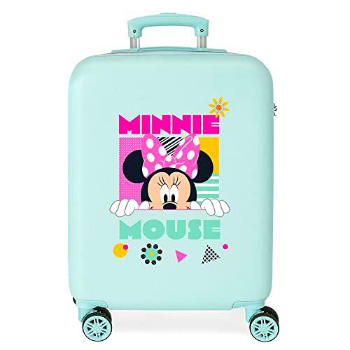 Disney Minnie Geometric Maleta de Cabina Turquesa 38x55x20 cms Rígida ABS Cierre de combinación Lateral 35L 2 kgs 4 Ruedas Dobles Equipaje Mano