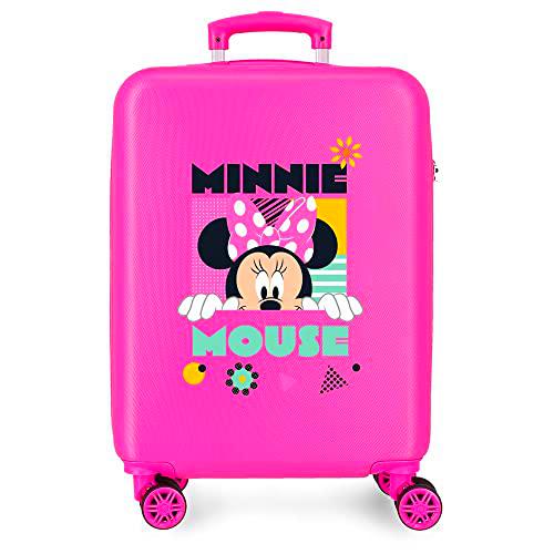 Disney Minnie Geometric Maleta de Cabina Rosa 38x55x20 cms Rígida ABS Cierre de combinación Lateral 35L 2 kgs 4 Ruedas Dobles Equipaje Mano