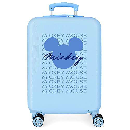 Disney Have a Good Time Mickey Signature Maleta de Cabina Azul 38x55x20 cms Rígida ABS Cierre de combinación Lateral 35L 2 kgs 4 Ruedas Dobles Equipaje Mano