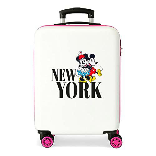 Disney Mickey &amp; Minnie Trip to New York Maleta de Cabina Blanco 38x55x20 cms Rígida ABS Cierre de combinación Lateral 35L 2 kgs 4 Ruedas Dobles Equipaje Mano