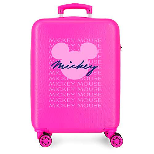 Disney Have a Good Time Mickey Signature Maleta de Cabina Rosa 38x55x20 cms Rígida ABS Cierre de combinación Lateral 35L 2 kgs 4 Ruedas Dobles Equipaje Mano