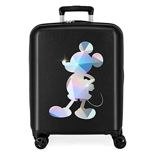 Disney 100 Special Shine Mickey Silver Maleta de Cabina Negro 40x55x20 cms Rígida ABS Cierre TSA Integrado 38,4L 2,82 kgs 4 Ruedas Dobles Equipaje Mano