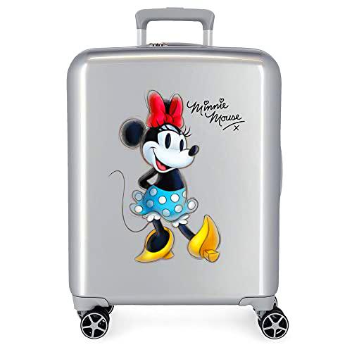 Disney 100 Minnie Joyful Maleta de Cabina Gris 40x55x20 cms Rígida ABS Cierre TSA Integrado 38,4L 2 kgs 4 Ruedas Dobles Equipaje Mano