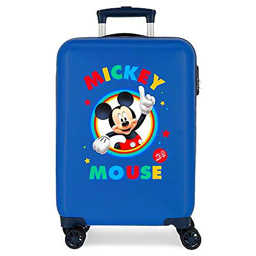 Disney Circle Mickey Maleta de Cabina Azul 37x55x20 cms Rígida ABS Cierre combinación 34L 2,6Kgs 4 Ruedas Dobles Equipaje de Mano