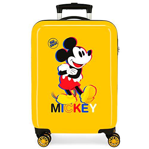 Disney Mickey 3D Maleta de Cabina Ocre 38x55x20 cms Rígida ABS Cierre de combinación Lateral 34L 2 kgs 4 Ruedas Dobles Equipaje Mano