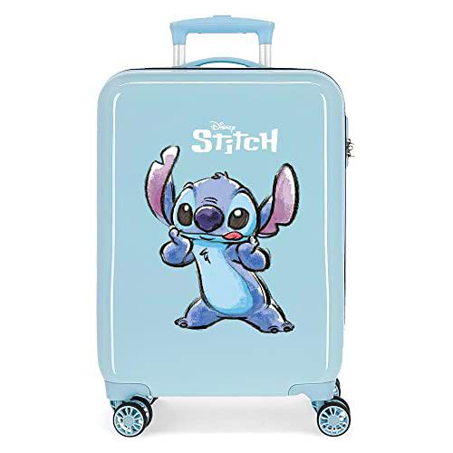 Disney Stitch Naughty Make a Face Maleta de Cabina Azul 38x55x20 cms Rígida ABS Cierre de combinación Lateral 34L 2 kgs 4 Ruedas Dobles Equipaje Mano