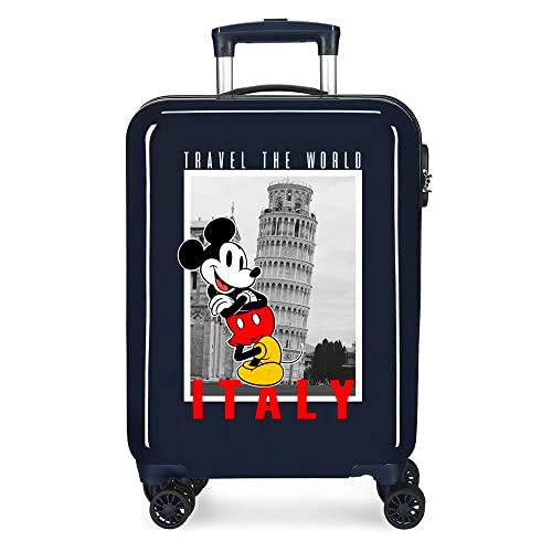 Disney Mickey y Minnie Travel The World Italy Maleta de Cabina Azul 38x55x20 cms Rígida ABS Cierre de combinación Lateral 34L 2 kgs 4 Ruedas Dobles Equipaje Mano