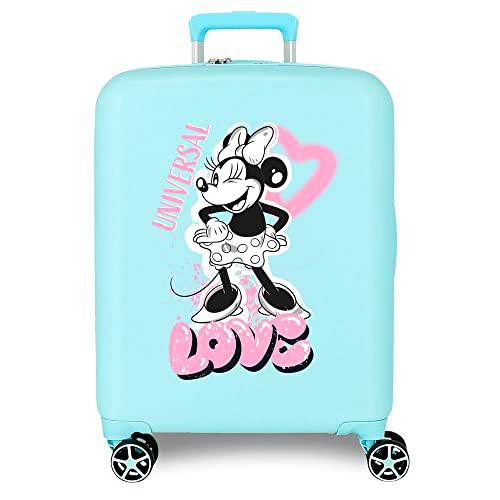 Disney Minnie Heart Maleta de Cabina Turquesa 40x55x20 cms Rígida ABS Cierre TSA Integrado 38,4L 2,82 kgs 4 Ruedas Dobles Equipaje Mano