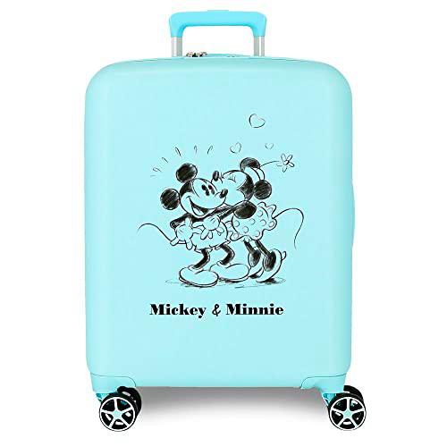 Disney Mickey &amp; Minnie Kisses Maleta de Cabina Azul 40x55x20 cms Rígida ABS Cierre TSA Integrado 38,4L 2,82 kgs 4 Ruedas Dobles Equipaje Mano