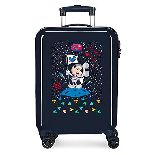 Disney Mickey Mickey on The Moon Maleta de Cabina Azul 38x55x20 cms Rígida ABS Cierre de combinación Lateral 34 2 kgs 4 Ruedas Dobles Equipaje de Mano