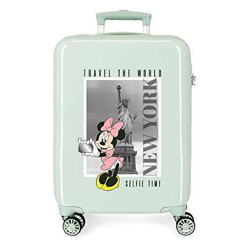 Disney Mickey y Minnie Travel The World New York Maleta de Cabina Verde 38x55x20 cms Rígida ABS Cierre de combinación Lateral 34L 2 kgs 4 Ruedas Dobles Equipaje Mano