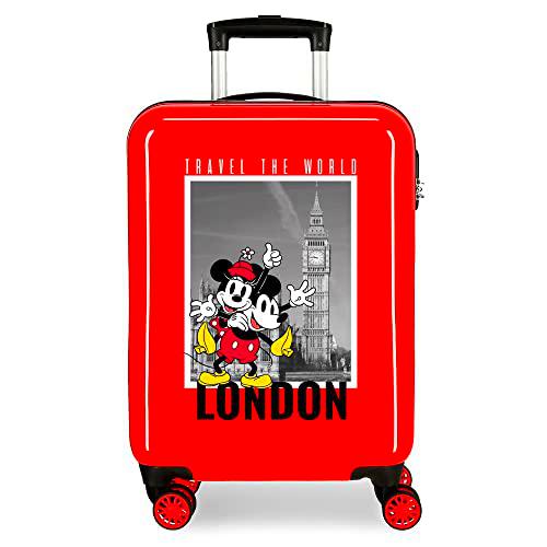 Disney Mickey y Minnie Travel The World London Maleta de Cabina Rojo 38x55x20 cms Rígida ABS Cierre de combinación Lateral 34L 2 kgs 4 Ruedas Dobles Equipaje Mano