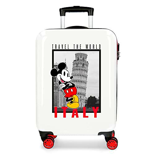 Disney Mickey y Minnie Travel The World Italy Maleta de Cabina Blanco 38x55x20 cms Rígida ABS Cierre de combinación Lateral 34L 2 kgs 4 Ruedas Dobles Equipaje Mano