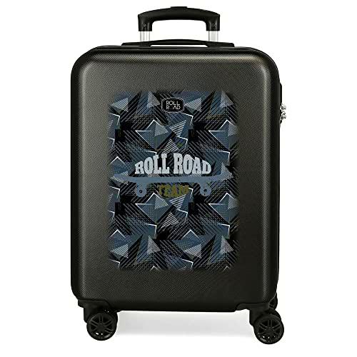 Roll Road Team Maleta de Cabina Negro 38x55x20 cms Rígida ABS Cierre combinación 34L 2,6Kgs 4 Ruedas Dobles Equipaje de Mano