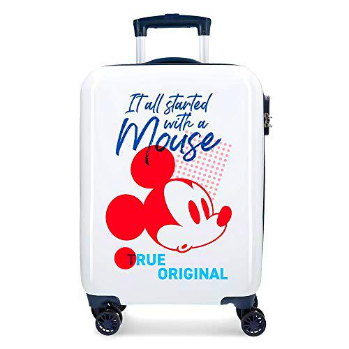 Disney Mickey Magic Maleta de cabina Blanco 37x55x20 cms Rígida ABS Cierre combinación 33L 2,8Kgs 4 Ruedas Dobles Equipaje de Mano