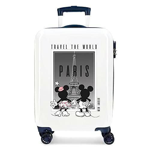 Disney Mickey y Minnie Travel the World Paris Maleta de cabina Blanco 38x55x20 cms Rígida ABS Cierre de combinación lateral 34L 2 kgs 4 Ruedas dobles equipaje mano