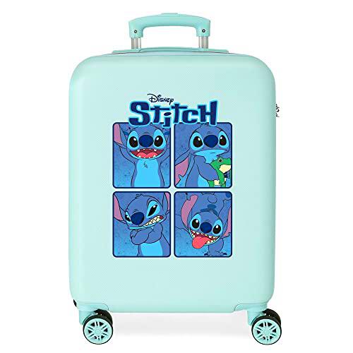 Disney Adorable Stitch Moods Maleta de Cabina Turquesa 38x55x20 cms Rígida ABS Cierre de combinación Lateral 35L 2 kgs 4 Ruedas Dobles Equipaje Mano