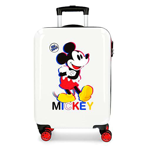 Disney Mickey 3D Maleta de Cabina Blanco 38x55x20 cms Rígida ABS Cierre de combinación Lateral 34L 2 kgs 4 Ruedas Dobles Equipaje Mano