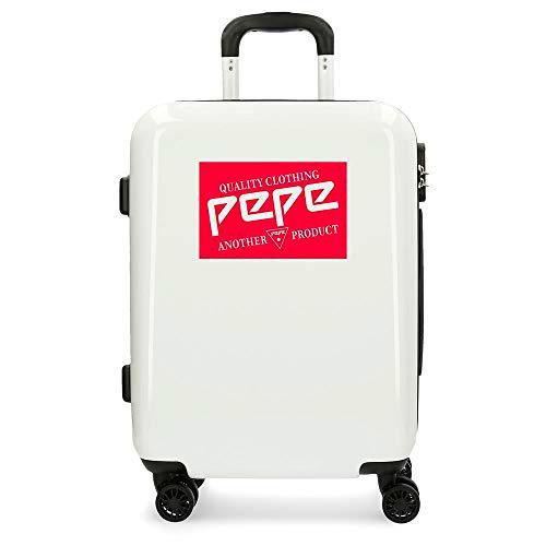 Pepe Jeans Luggage Maleta de cabina Blanco 40x55x20 cms Rígida ABS Cierre combinación 37L 2,6Kgs 4 Ruedas dobles Equipaje de Mano