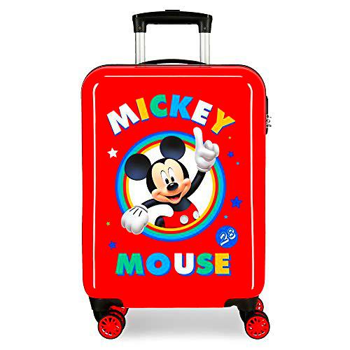 Disney Circle Mickey Maleta de Cabina Rojo 37x55x20 cms Rígida ABS Cierre combinación 34L 2,6Kgs 4 Ruedas Dobles Equipaje de Mano