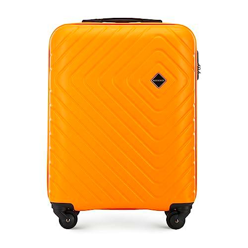 WITTCHEN Cube colección Maleta de Cabina Equipaje de Mano Maleta pequeña ABS con Relieve geométrico Mango telescópico Cerradura de combinación Talla S Naranja