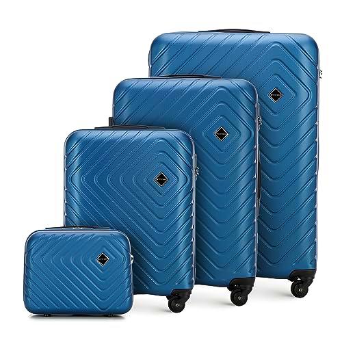 WITTCHEN Cube colección Maleta de Cabina Equipaje de Mano Maleta pequeña ABS con Relieve geométrico Mango telescópico Cerradura de combinación Talla S Azul Oscuro