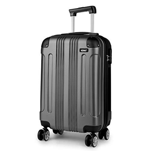 Kono Maletas de Viaje Cabina 55cm Trolley Cabina ABS Equipaje de Mano con 4 Ruedas y Cerradura de Combinación (Maleta Cabina, Gris)