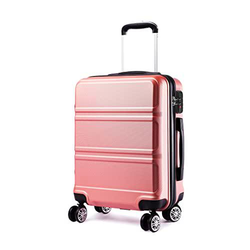 Kono Maletas de Viaje Mediana Rígida ABS 65cm Maleta Mediana Equipaje de Mano con 4 Ruedas y Cerradura de Combinación TSA 65x41x26cm (M, Rosa Oro)