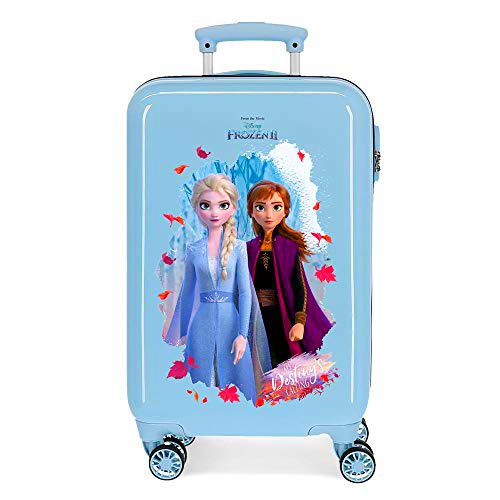 Disney Frozen In The Woods Maleta de Cabina Azul 37x55x20 cms Rígida ABS Cierre de combinación Lateral 34L 2,5 Kgs 4 Ruedas Dobles Equipaje de Mano