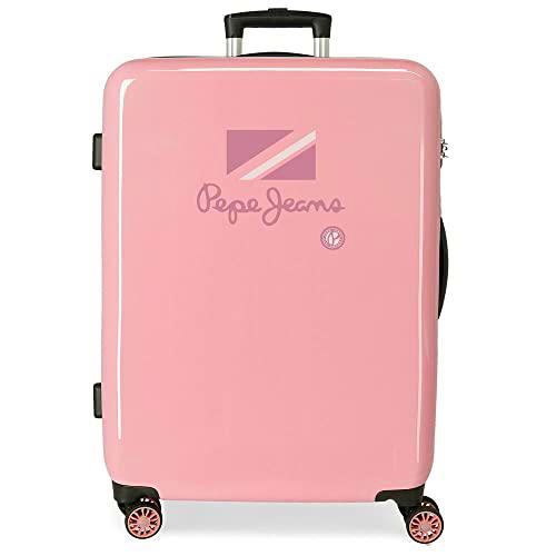 Pepe Jeans Holi Maleta mediana Rosa 48x68x26 cms Rígida ABS Cierre de combinación lateral 70L 3 kgs 4 Ruedas dobles