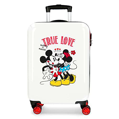 Disney Mickey True Love Maleta de cabina Blanco 38x55x20 cms Rígida ABS Cierre combinación 34L 2,6Kgs 4 Ruedas dobles Equipaje de Mano