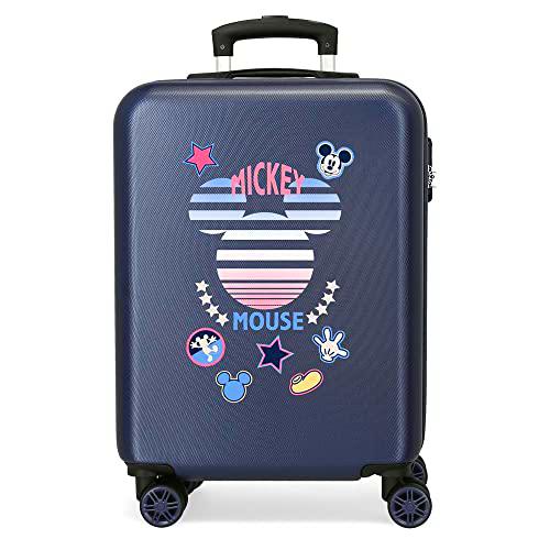 Disney Mickey Mickey Denim Maleta de cabina Azul 38x55x20 cms Rígida ABS Cierre de combinación lateral 34 2 kgs 4 Ruedas dobles Equipaje de Mano