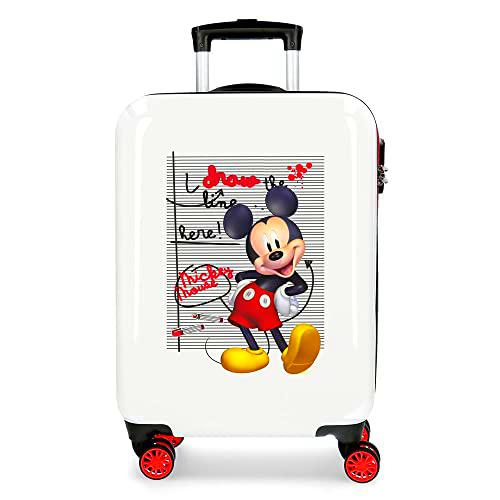 Disney Mickey Draw The Line Maleta de Cabina Rojo 38x55x20 cms Rígida ABS Cierre combinación 34L 2,6Kgs 4 Ruedas Dobles Equipaje de Mano